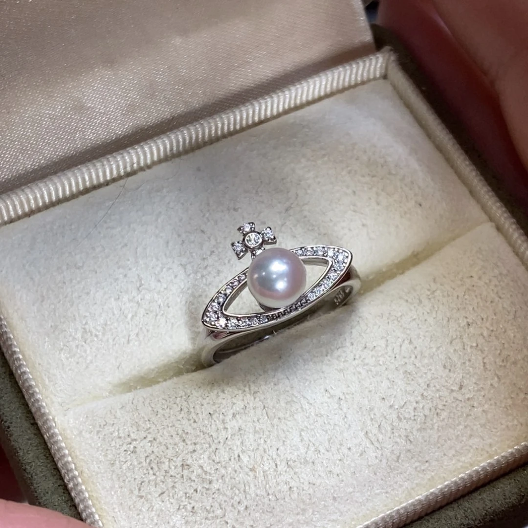 海水珍珠戒指银S925镶嵌微瑕