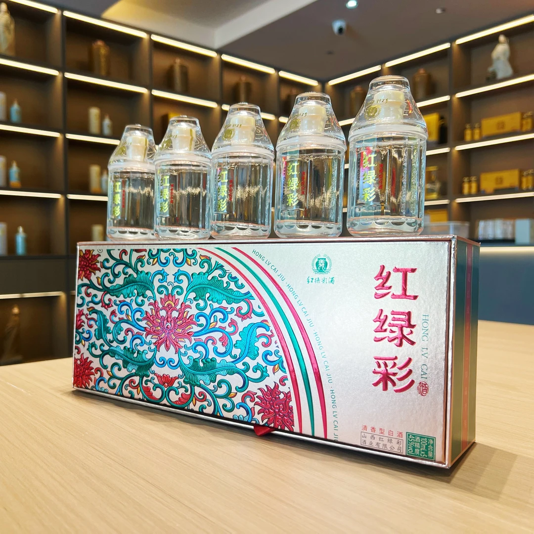 红绿彩酒上党乡村e镇纯粮酿红绿彩五福45度100ml*5瓶45度500ml