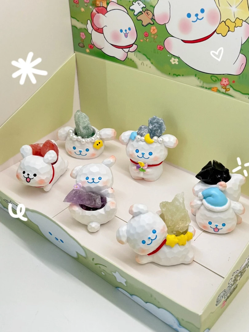 【雪白汪汪小豆丁】/摆件创意可爱/水晶摆件/礼物推荐/增强气场