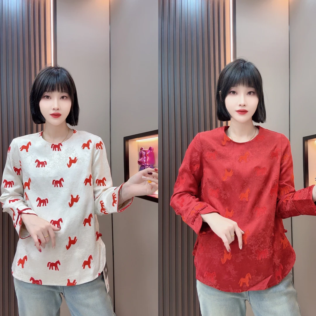 敏宝＋8818新年小马衫香云纱加衬新中式上衣