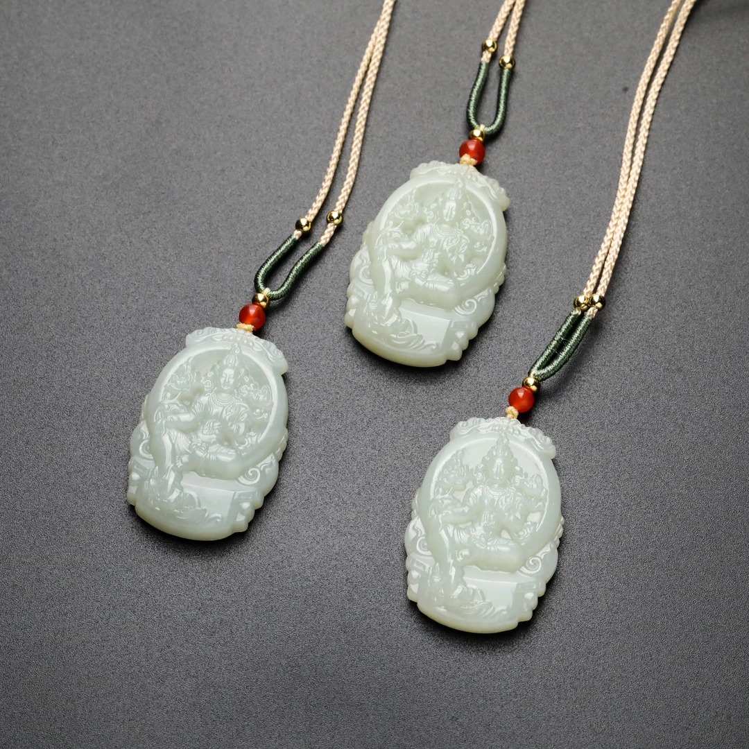 和田玉湖水绿度母约35*24*8mm浅）多样性发货发其一G22240702-11-1