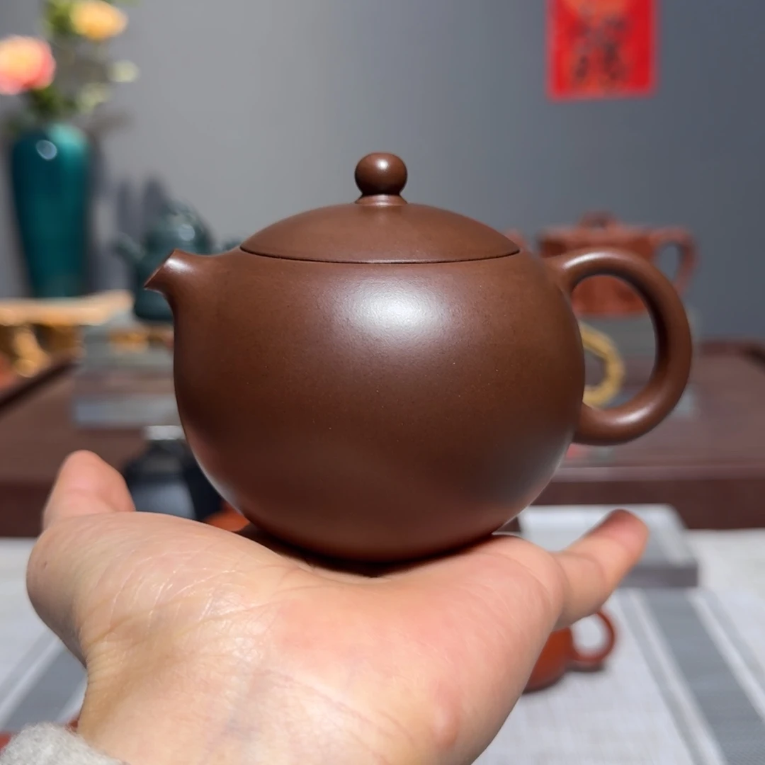 紫砂茶壶小*夕掌上明珠老紫泥全手