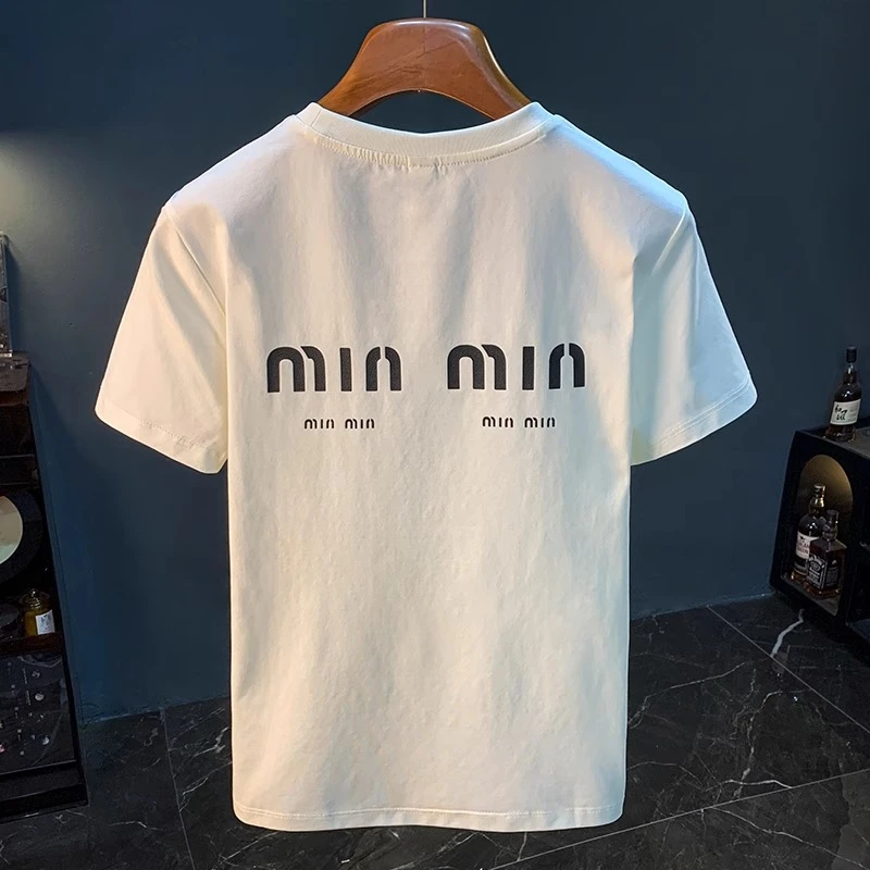 LEIGHZ/雷茨冰丝速干短袖T恤男士夏季简约字母刺绣圆领五分袖上衣