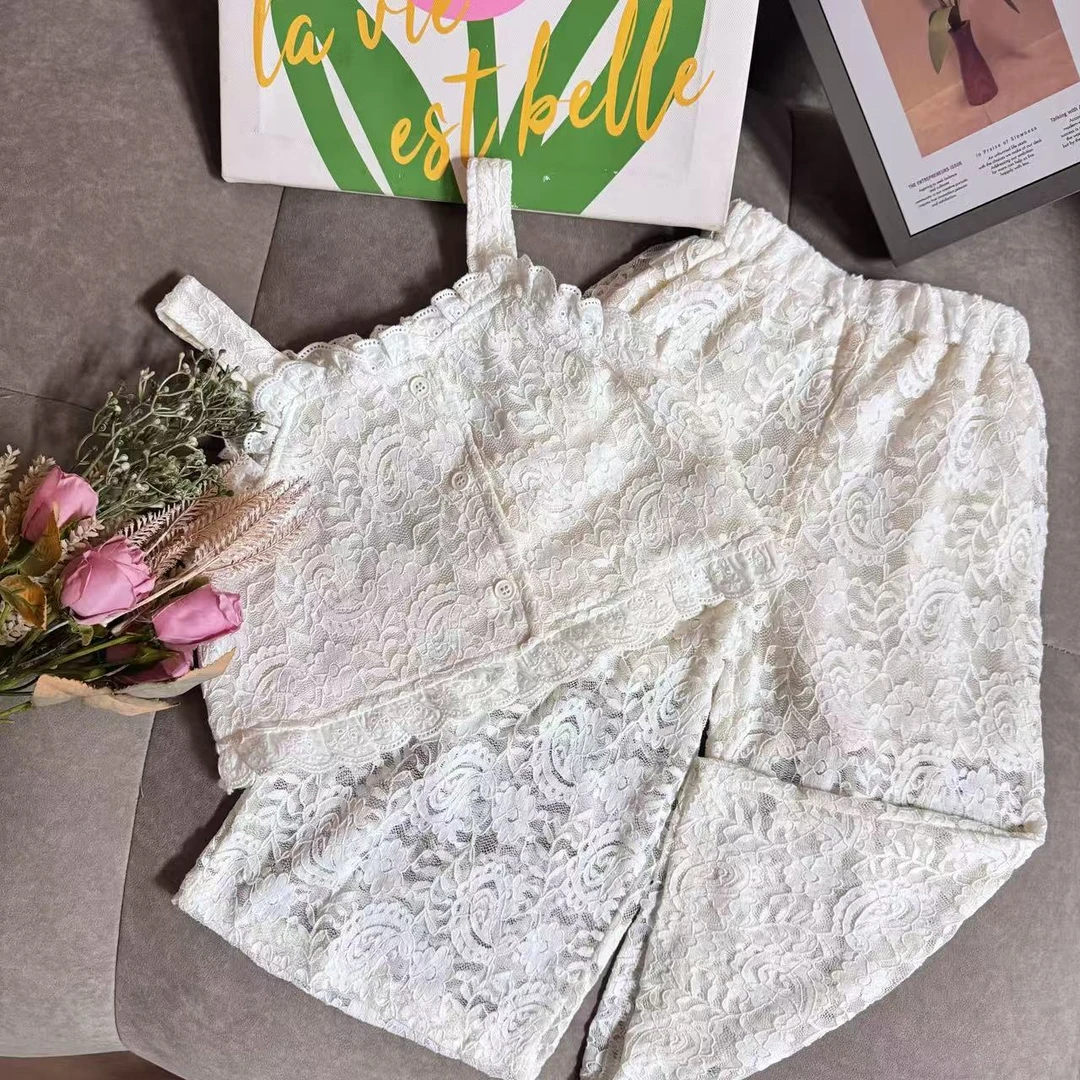 女童套装夏季新款网红时髦吊带背心女宝宝薄款休闲七分裤两件套潮