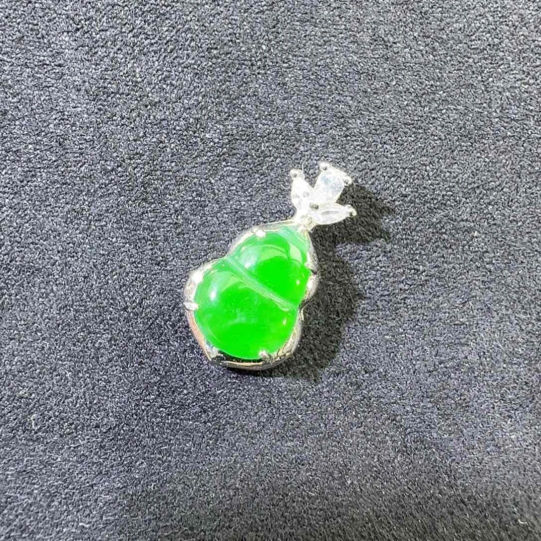 吊坠(不含链)银S925镶嵌翡翠葫芦