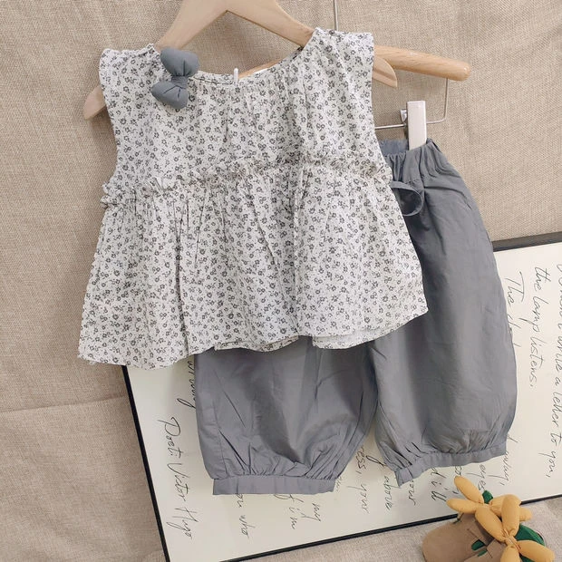 萌-【5347蝴蝶结碎花】套装