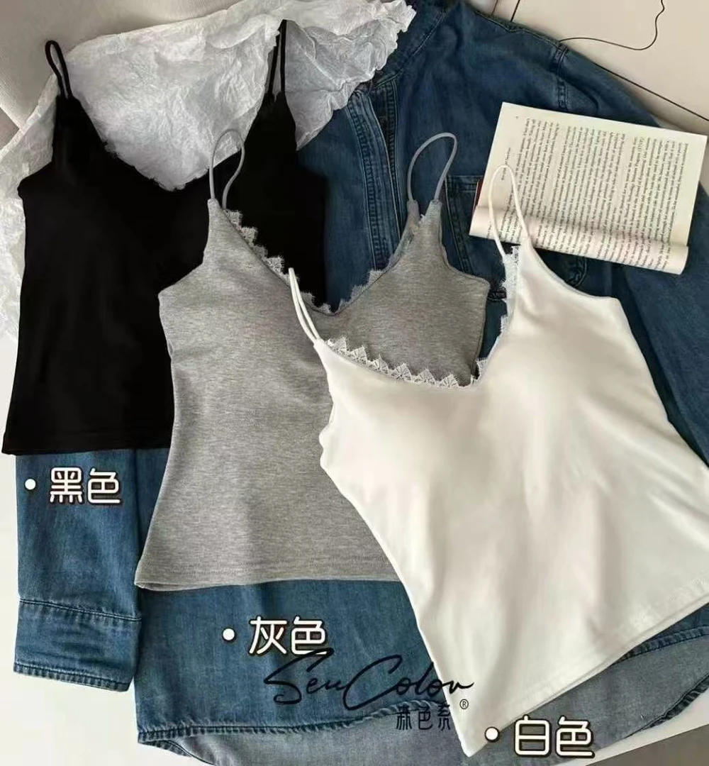 衣号店 春款新款蕾丝吊带美背背心88809