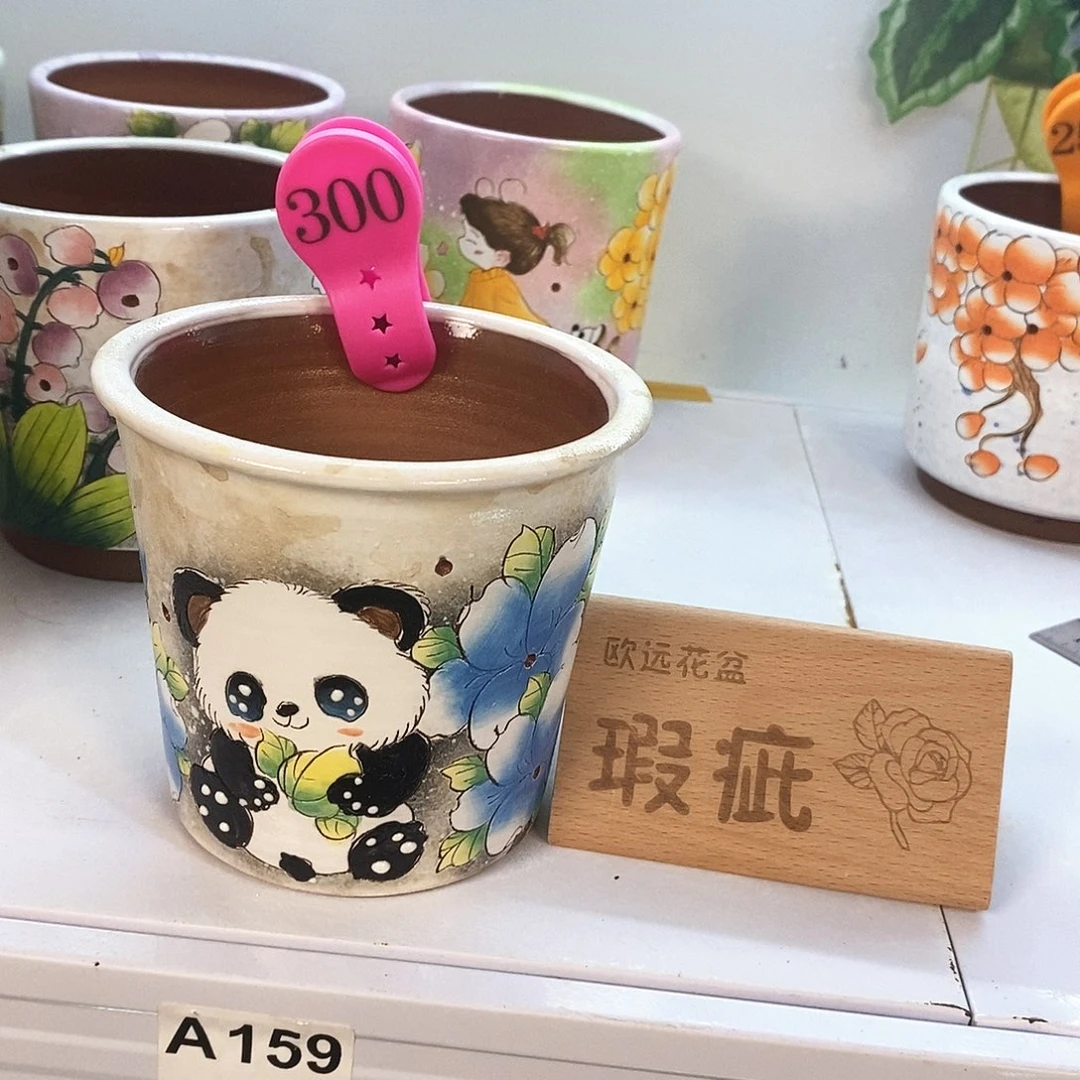 紫砂花盆红陶手绘花盆