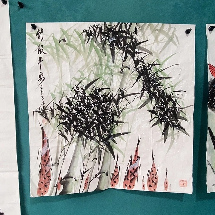 国画四尺斗方手绘花鸟