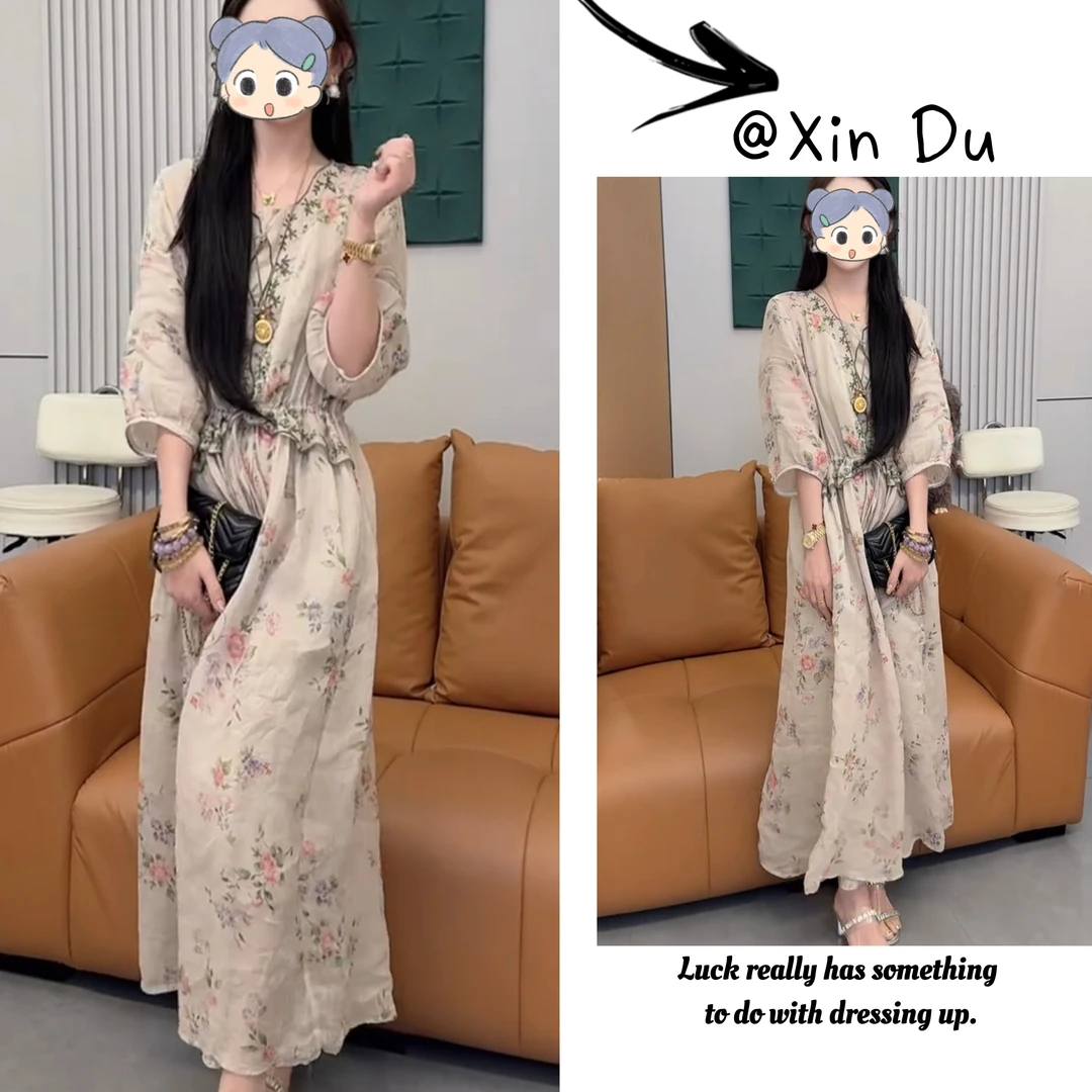 2025夏季新款时尚显瘦气质女士网红洋气连衣裙百搭款D21766