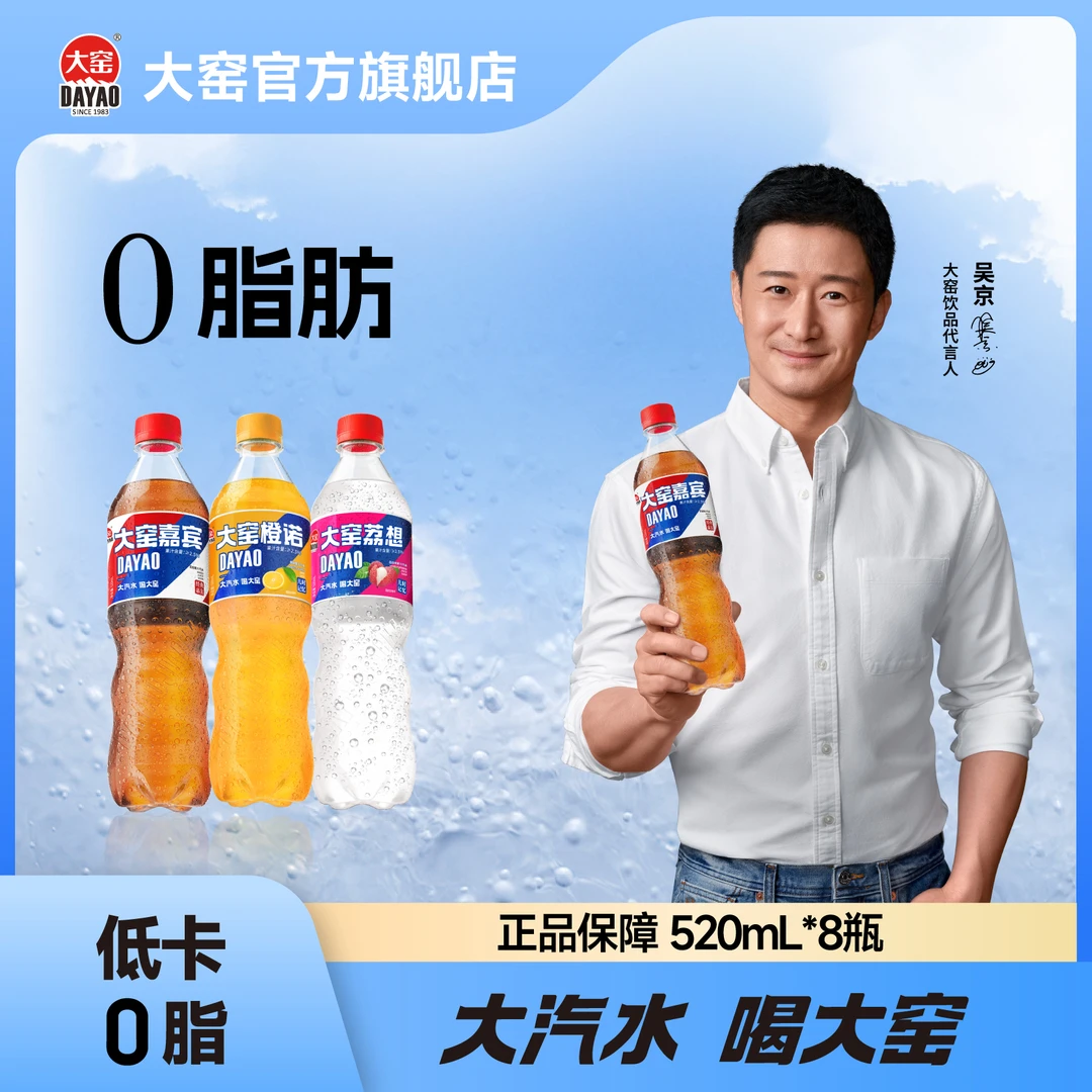 【年终清仓26年4月到期】PET大窑嘉宾果汁橙诺柑橘汁汽水520mL*8瓶