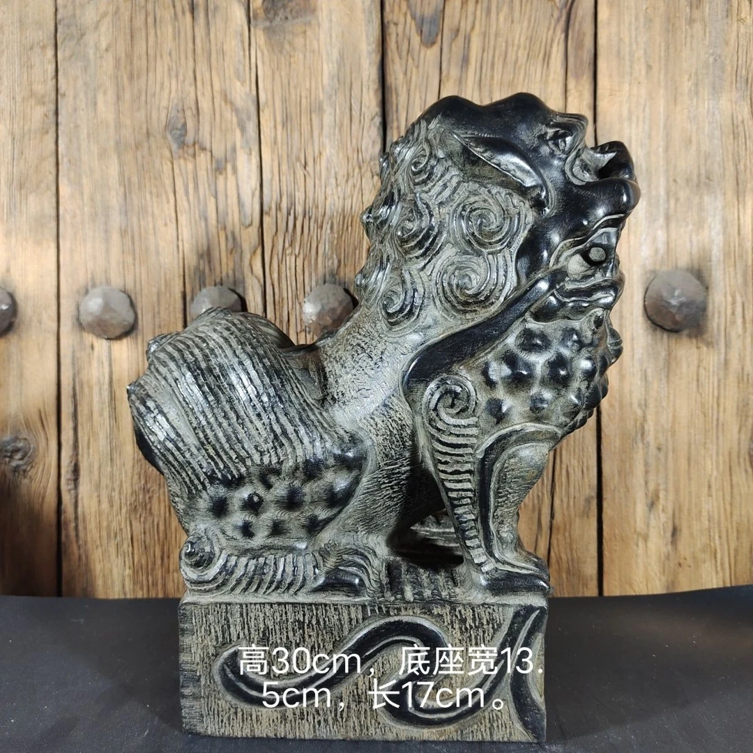 青石雕刻天然青石山西石雕正脸中堂狮子