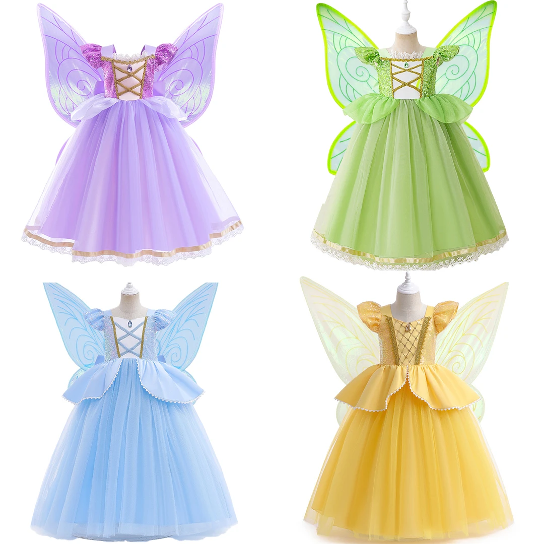 女童冰雪奇缘公主裙贝儿乐佩长发公主灰姑娘仙蒂连衣裙角色扮演服