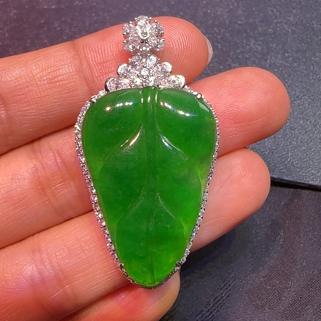 翡翠18K金镶嵌吊坠(不含链)