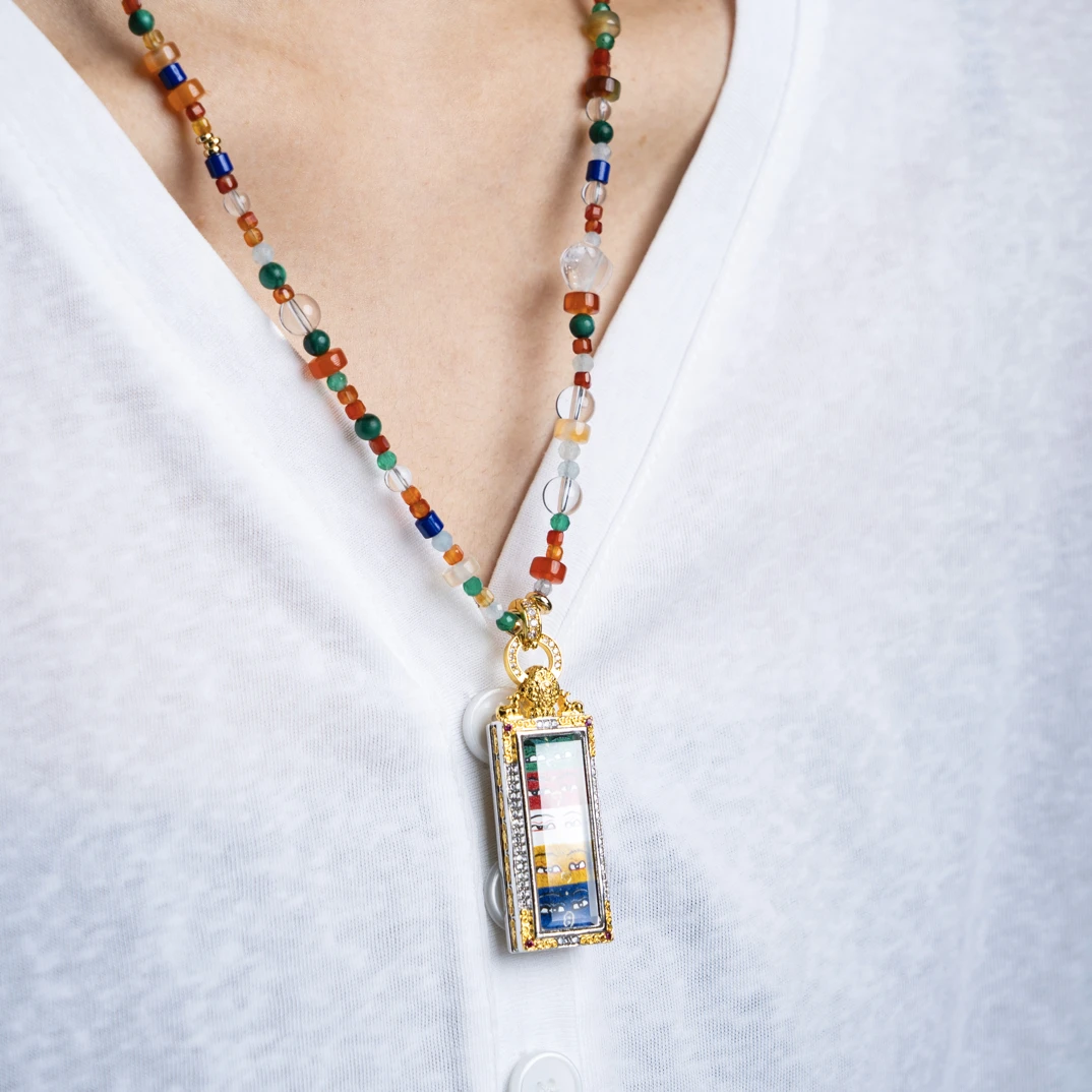 【彩虹祝福】五佛眼 推荐！！！热贡纯手绘 设计款锁骨链