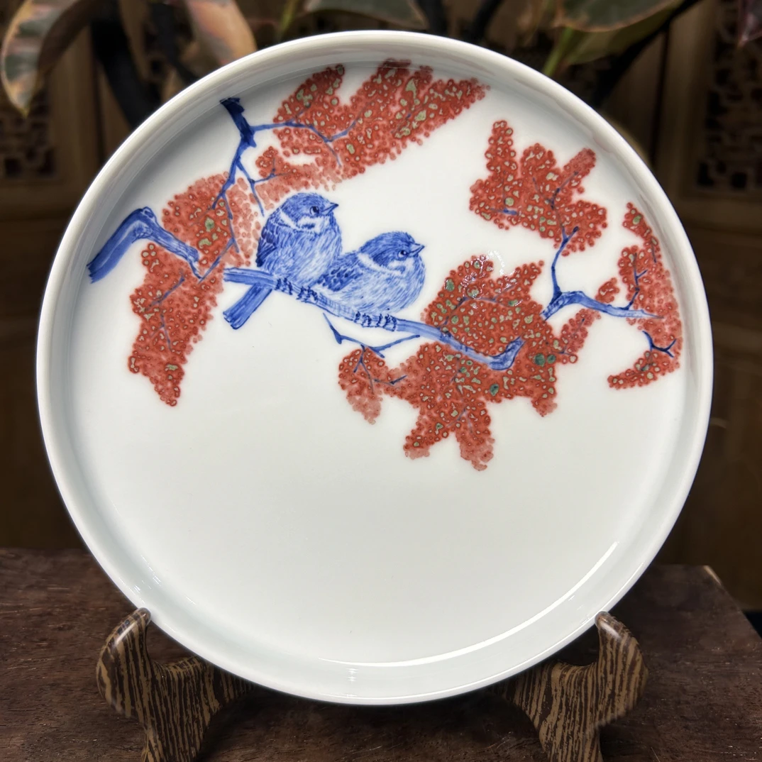 青花釉里红壶承活动款