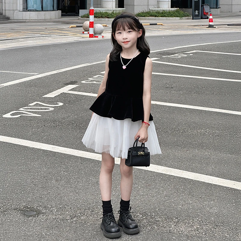 女孩漂亮洋气裙子2025新款女童夏季公主礼服裙儿童夏装生日网纱裙