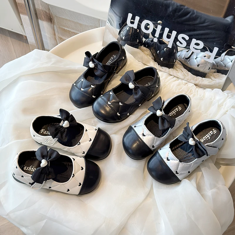 女童小皮鞋蝴蝶结公主鞋2025秋季新款小女孩玛丽珍单鞋小香风童鞋