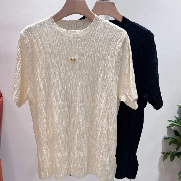 胖mm春季新品年货款针织短袖