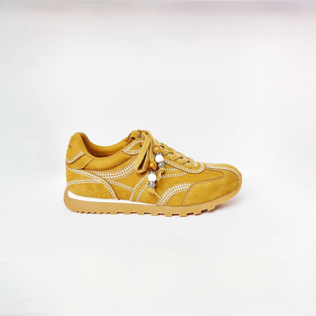 【聚新汇】2557-7秋冬时尚百搭真皮系带英伦复古内增高德训鞋