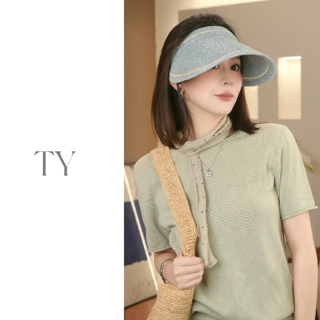 “夏日倾情”纸草编织防晒空顶帽休闲出游遮阳帽