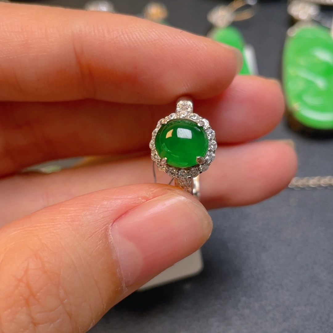 翡翠银S925镶嵌吊坠(不含链)戒指