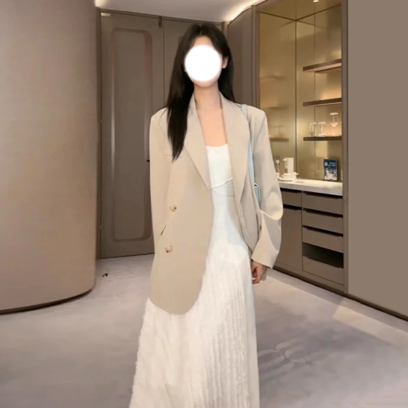 【特价】白色吊带连衣裙子女女小众设计感气质法式长裙夏季