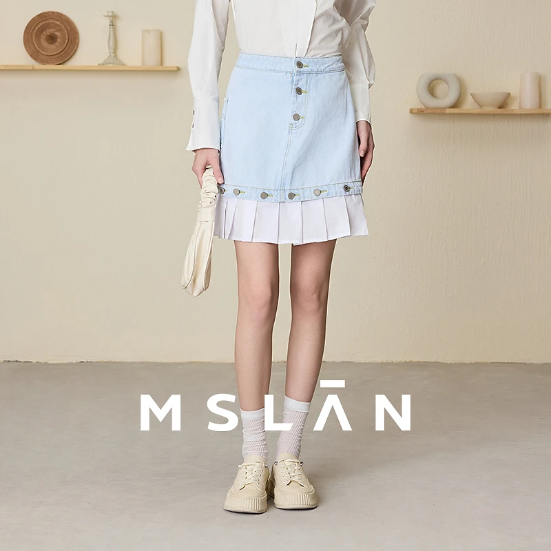 MSLAN异材拼接牛仔短裙 MFAN8102