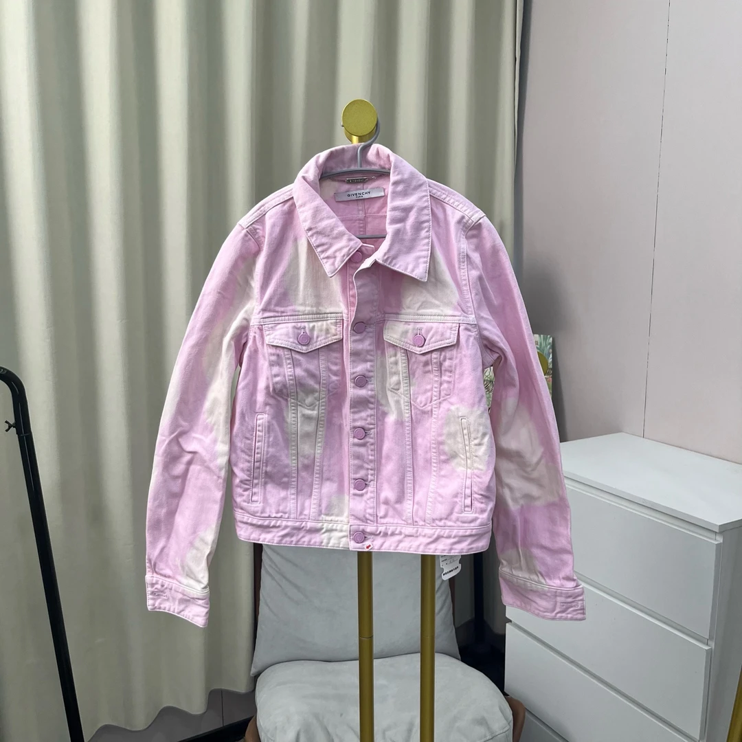 99新 Givenchy/纪梵希 梅芙 粉白牛仔外套 38码