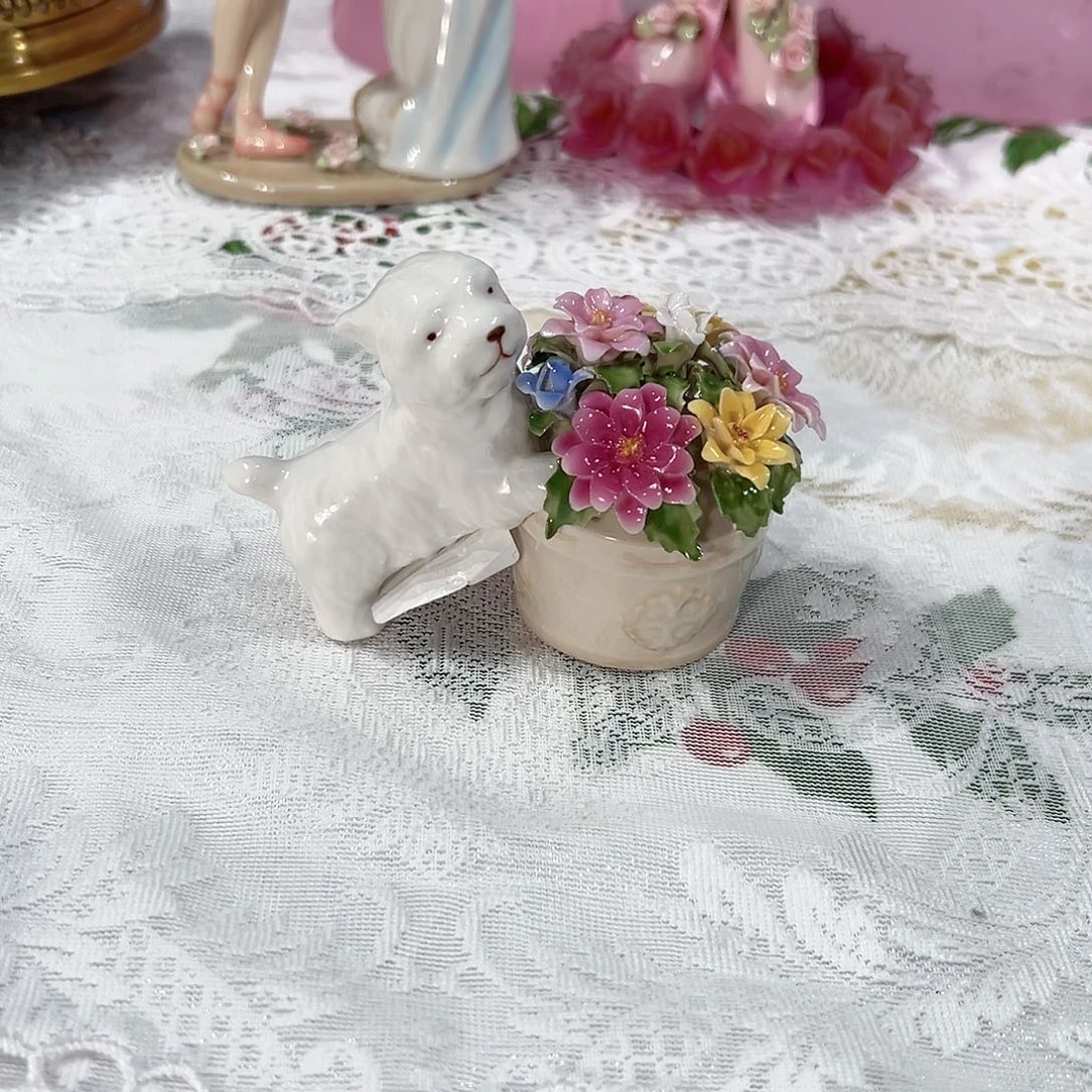陶瓷0199骨瓷西高地小狗花坛