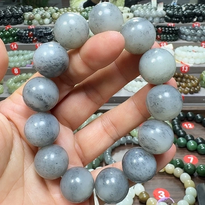 未镶嵌手链和田玉新疆青花卡18