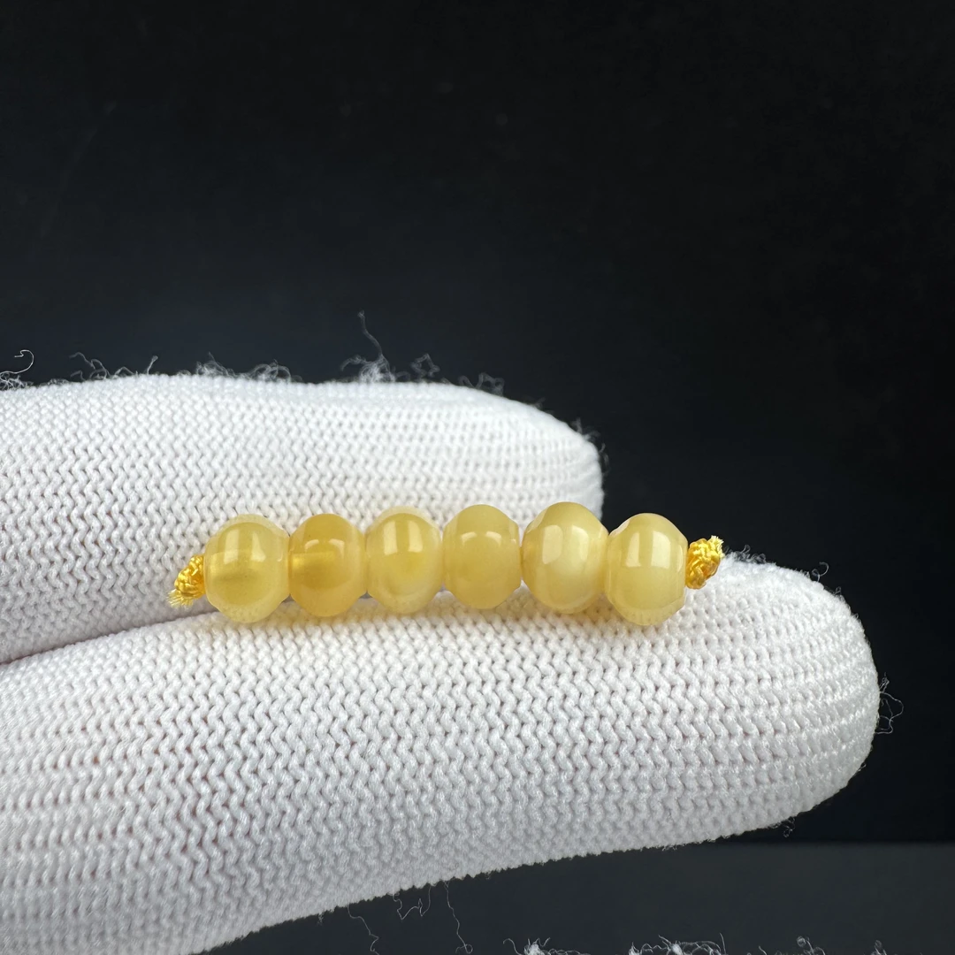 K4159天然原矿蜜蜡 隔珠7mm支持复检假一罚十