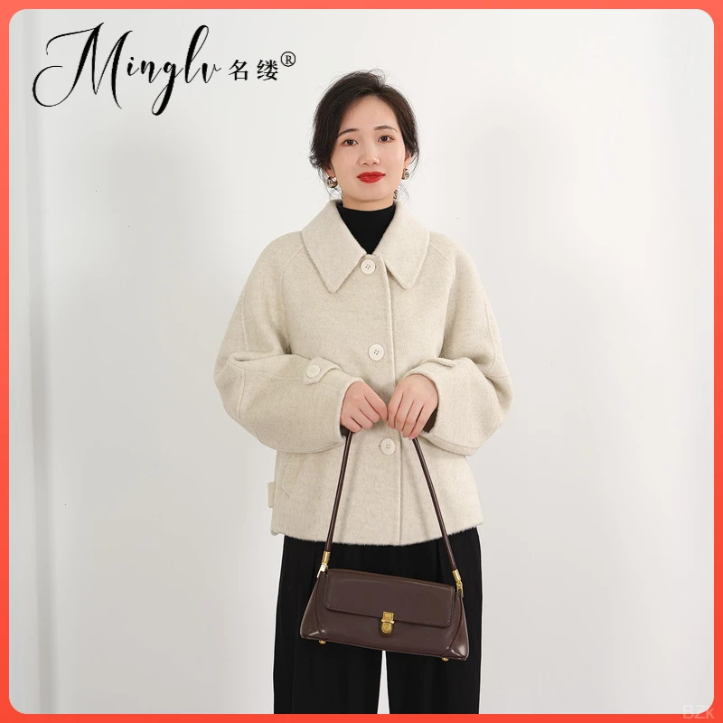 名缕小个子气质优雅2025毛呢外套轻奢女短款翻领时尚加厚高端女装