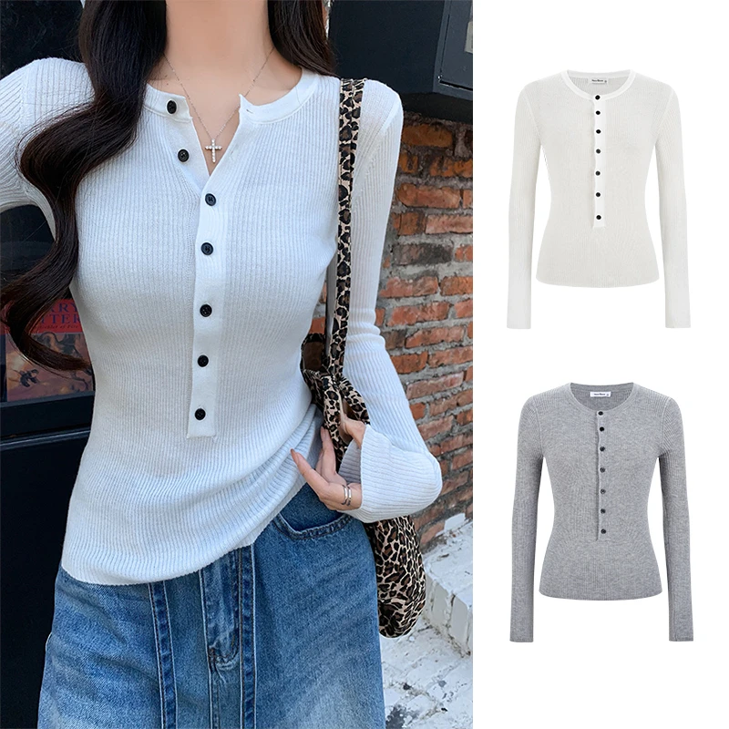 Moses Queen/魔西女王辣妹紧身正肩长袖T恤女显瘦别致打底衫上衣