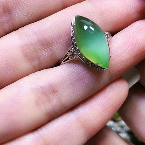 和田玉银S925镶嵌戒指