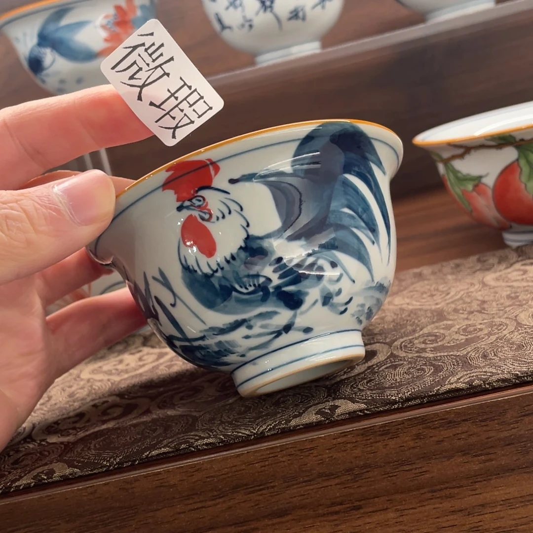 釉下手绘茶具微瑕