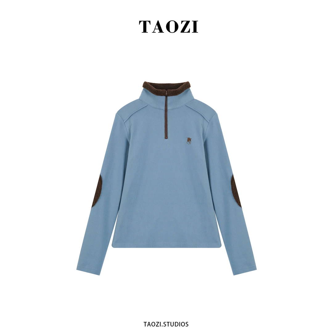 【汶汶】2025秋冬新款百搭加绒加厚长袖上衣TZD390