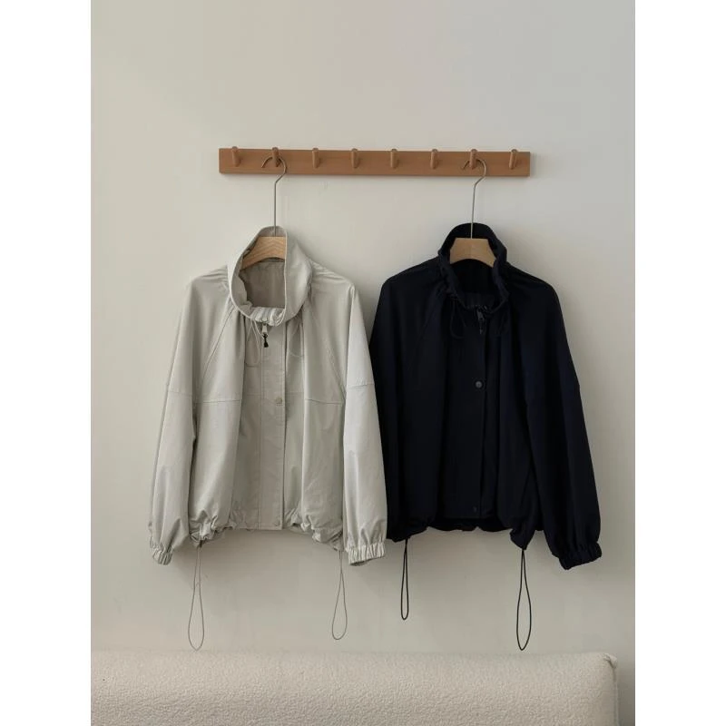 JF2581纽扣透气立领宽袖INS风女短外套设计感百搭短款女士外套