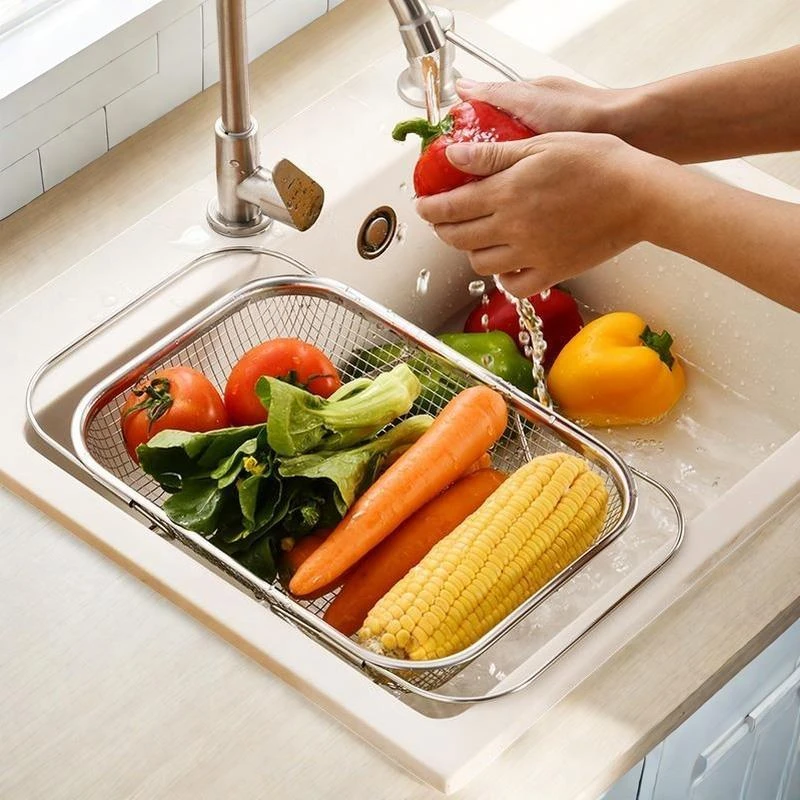 不锈钢水槽沥水篮家用伸缩沥水架洗碗台便携洗菜盆水池餐具碗筷架