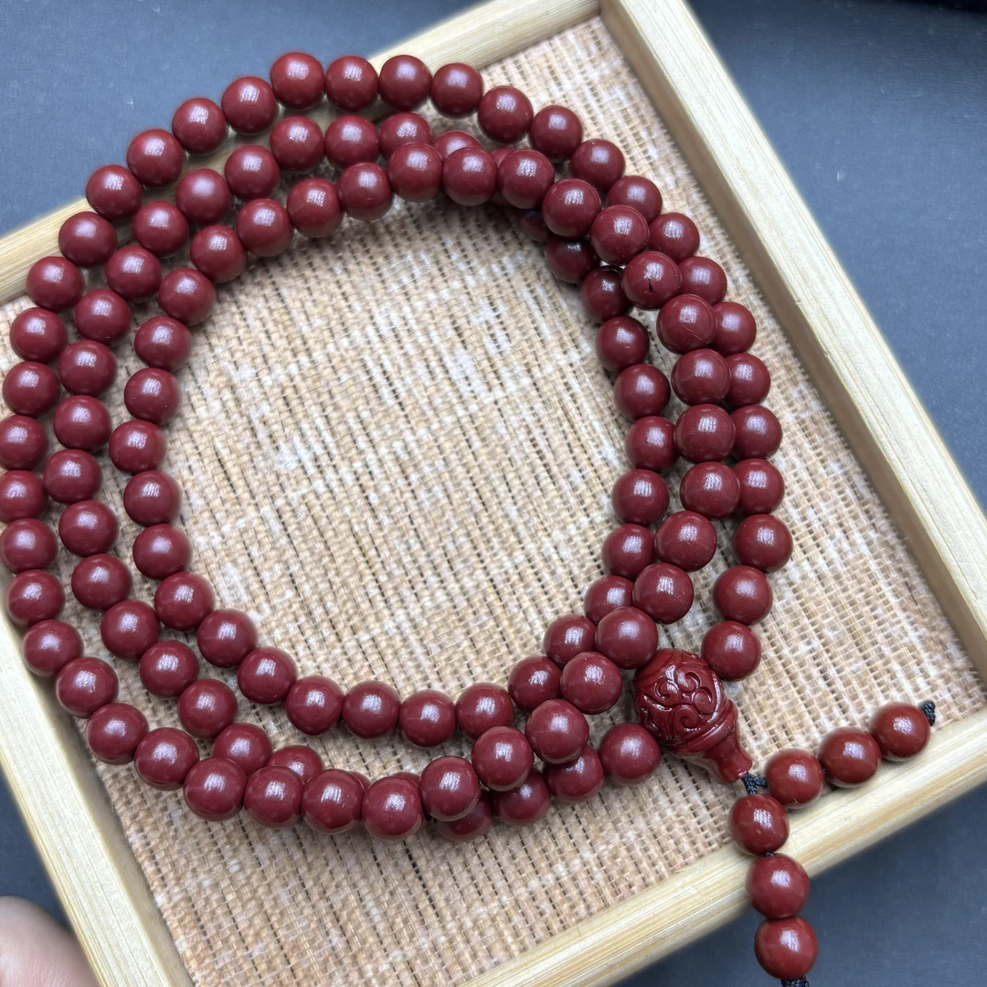 天然辰砂天然辰砂朱砂108颗多圈佛珠手串536—多样性发一件