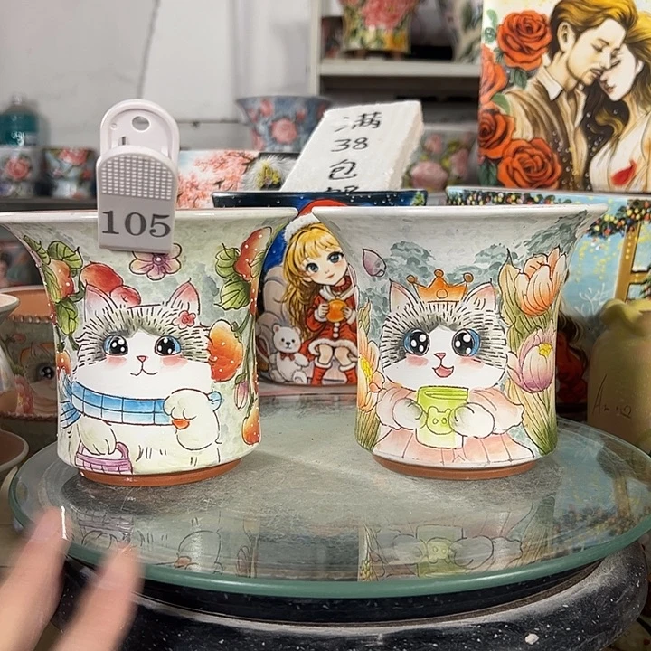 景德镇手绘花盆性价比超高的直播间