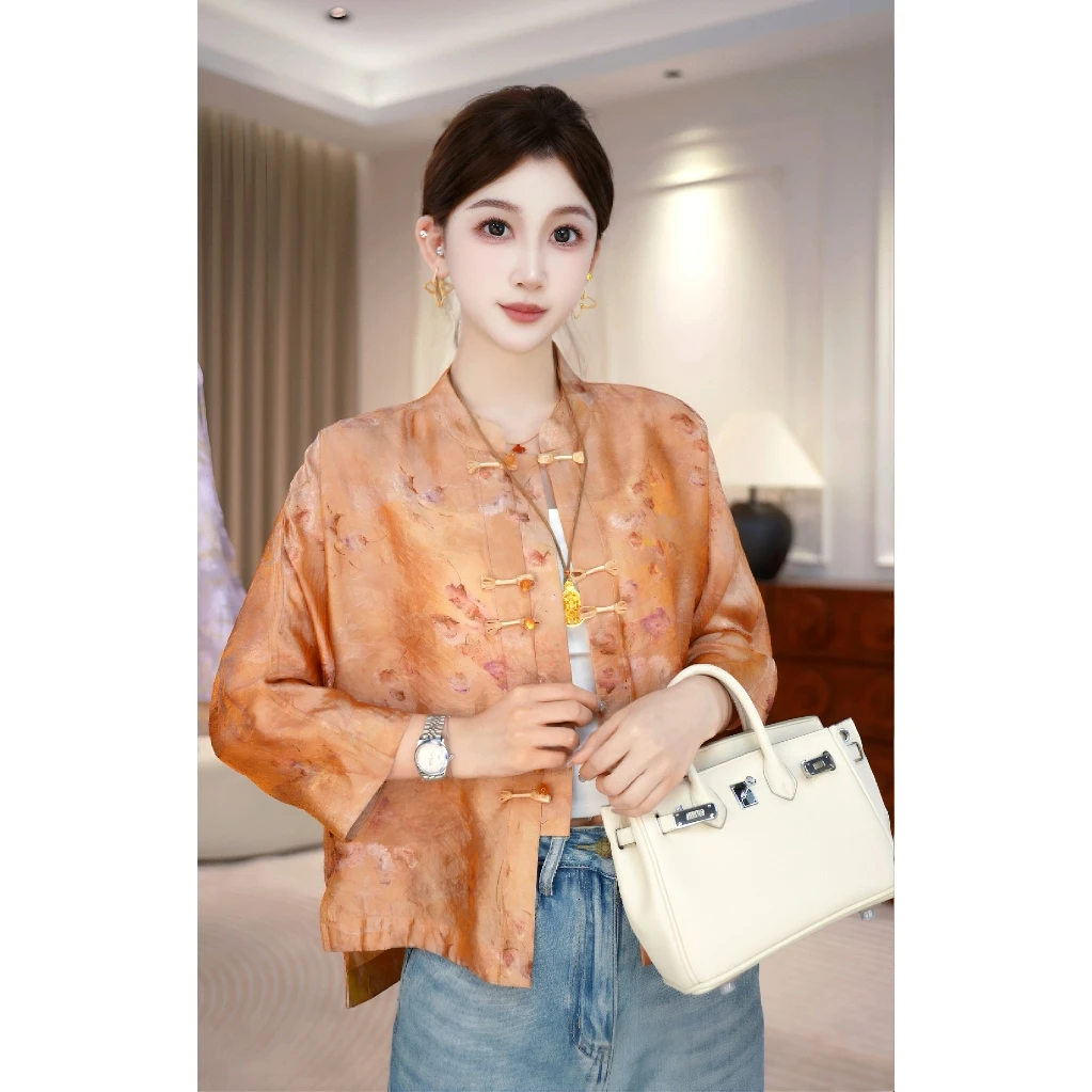 【海棠花】夏新款宽松优雅中式提花中国风春季网红气质上衣时尚外套