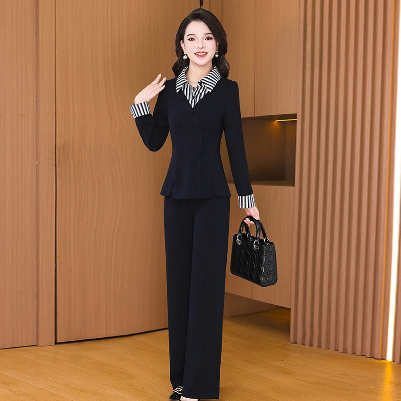 【两件套】27879梦晚秋季轻奢贵夫人气质时尚大气休闲修身显瘦套裤