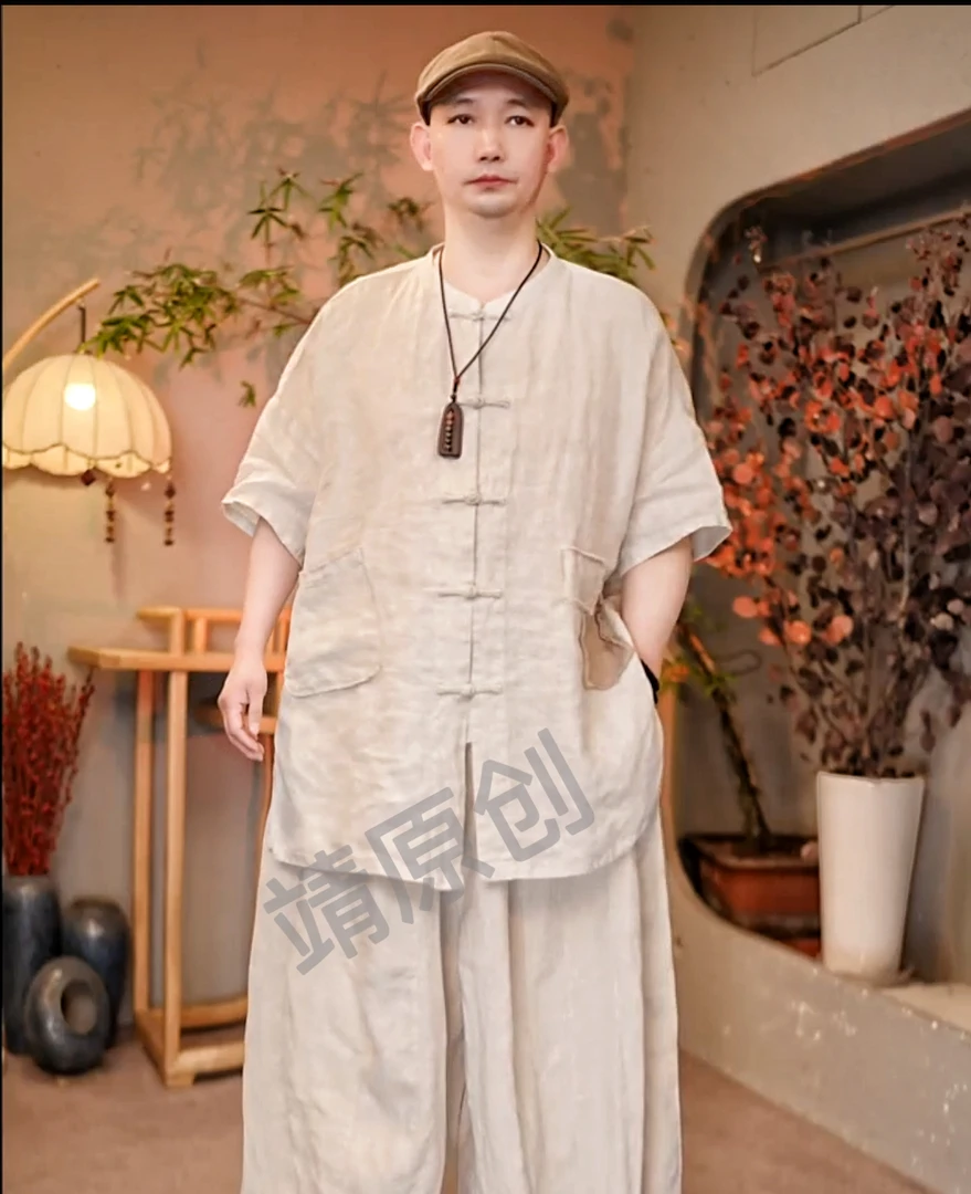 2748靖靖原创品牌订单亚麻手工盘扣男女可穿单件）上衣80胸围145