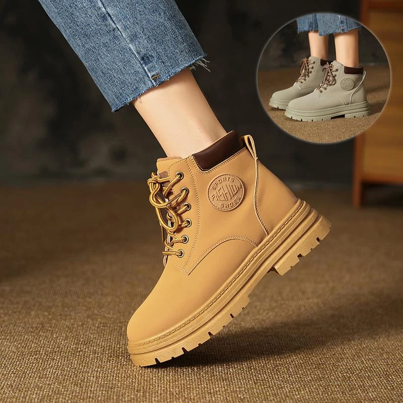 马丁靴女2022年新款夏季透气厚底女款夏款靴子踢不烂大黄蜂大黄靴