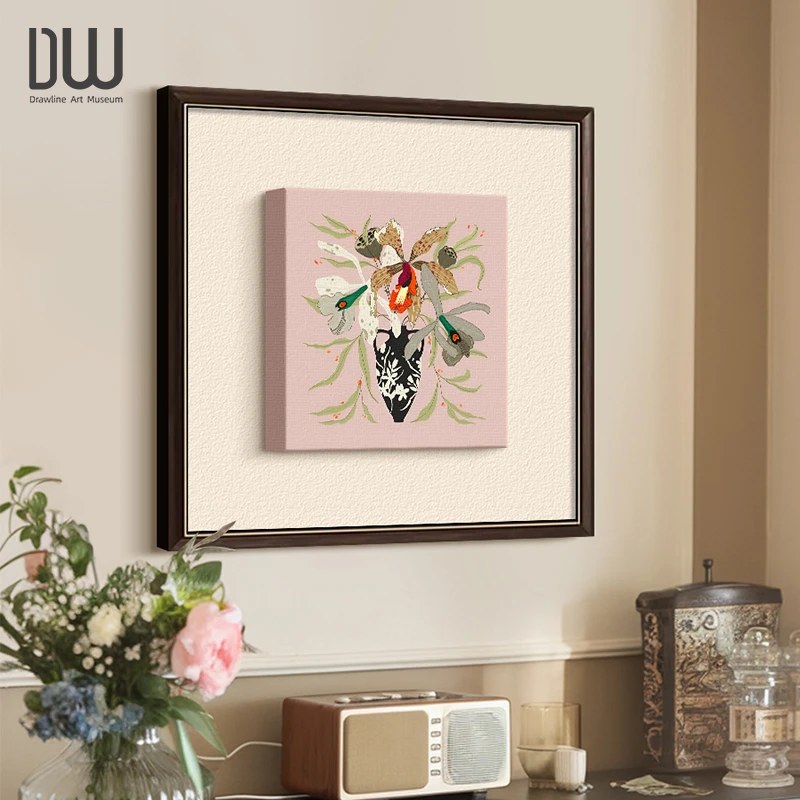 法式复古装饰画立体肌理客厅餐厅挂画玄关斗柜花卉壁画卧室背景墙