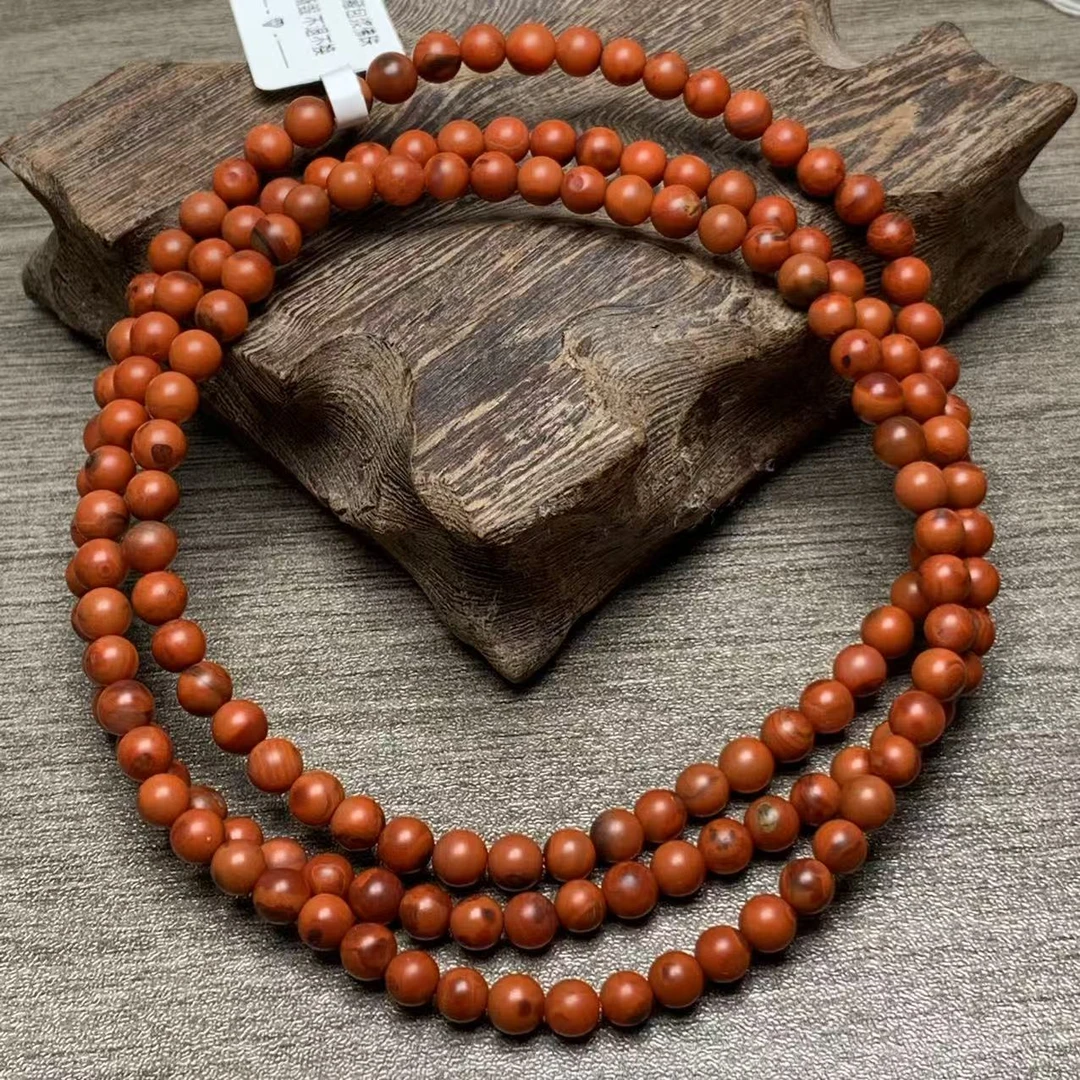 传承全品级 南红九口鸡血铁皮包浆 圆珠多圈4.5mm