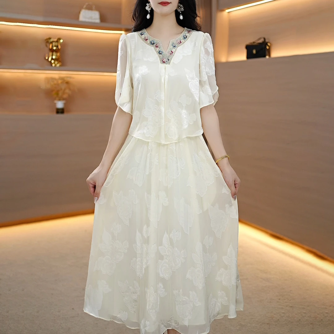 2025年夏季新款0B纯色立领不规则领型连衣裙白色复古纯欲风清