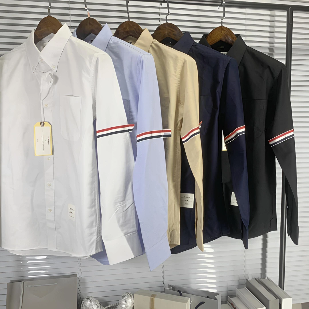 潮牌TB HOMTOP衬衫男长袖双袖织带商务时尚休闲tb白色衬衣情侣款