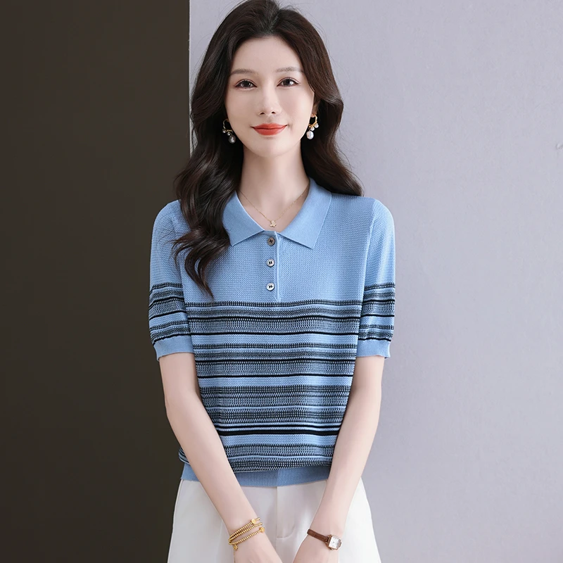 2025新款夏季女装翻领显瘦气质洋气时尚百搭薄款宽松F969